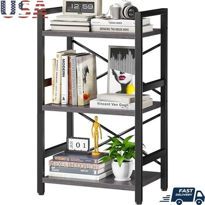 3 Tier Bookshelf Metal Storage Unit Rustic Design Space Saving Organizer New - Image 1 of 4