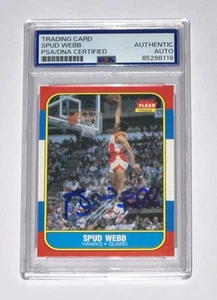 Spud Webb Autograph Signed 1986 Fleer Rookie Card PSA/DNA Slam Dunk Champ 2 - Picture 1 of 2