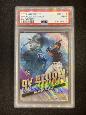 PSA 9 MINT- 2022 ABSOLUTE BY STORM- WANDER FRANCO #BYS-1 RAYS RC ROOKIE - Image 1 of 2