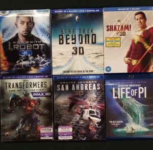 6 Thriller/Suspense 3D DVDs: I, Robot, Star Trek Beyond, Shazam, Transformers - Bild 1 von 2