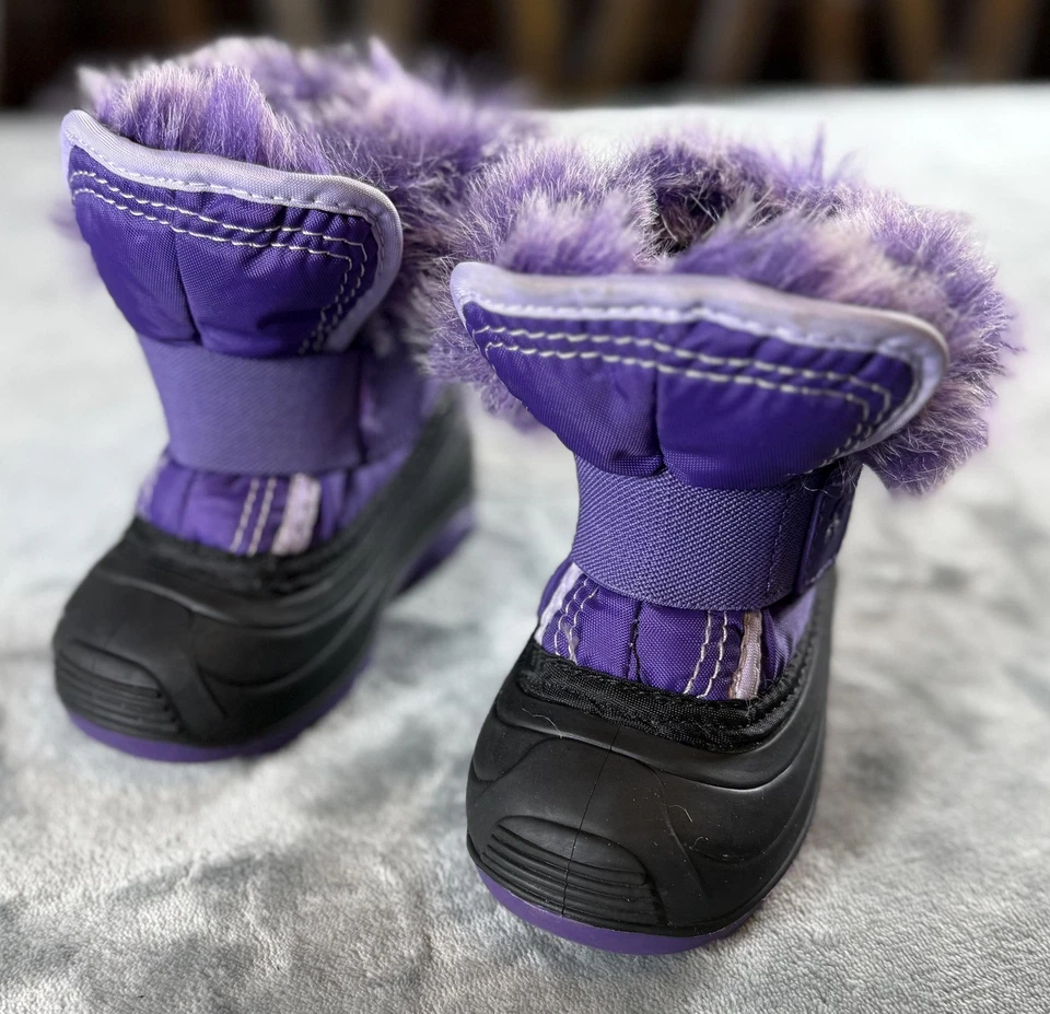 Kamik Winter Snow Boots Toddler Size 6 Purple Black Faux Fur Warm Kids - Image 1 of 4