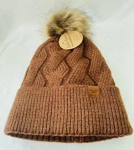 BRITT'S KNITS Mujer Gorro Tejido Felpa Forrado Cedro con Pom Peludo Nuevo con Etiqueta - Imagen 1 de 12