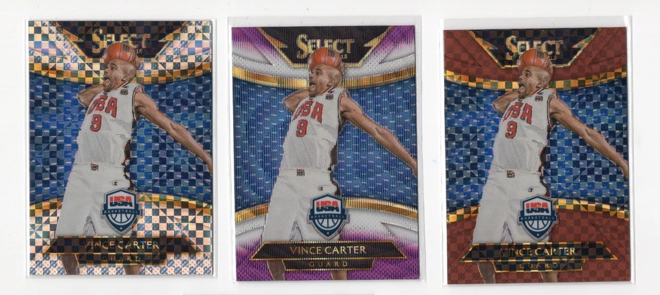 (3) 2014/15 PANINI SELECT VINCE CARTER COURTSIDE SILVER COPPER PURPLE LOT (/49) - Image 1 of 1
