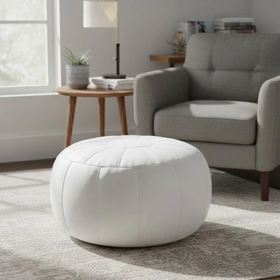Puf otomano de cuero sintético ecológico - pieza de decoración versátil para cada habitación Foto 1 de 4