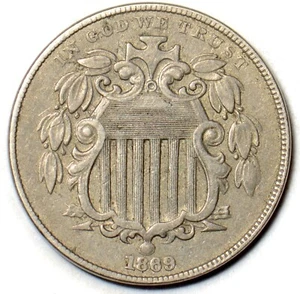 1869 Shield Nickel - Picture 1 of 2