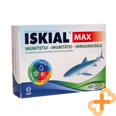 ISKIAL MAX Shark Liver Oil 120 Capsules Vitamin D3 Immune System Support