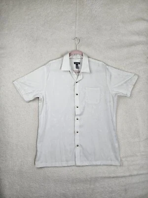 Camisa Van Heusen Hombre Grande Crema Floral 100% Poliéster Manga Corta Con Botones Foto 1 de 4