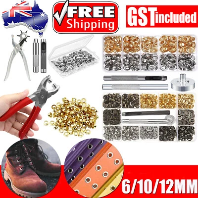 Brass Metal Eyelet Punch Die Kits Grommets Washer Leather Banner Eyelet Plier AU - image 1 of 4