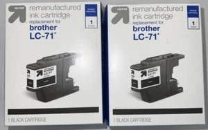 2er Pack LC-71BK Up & Up Schwarz Standard Tintenpatrone für Brother LC-71 Drucker - Bild 1 von 4