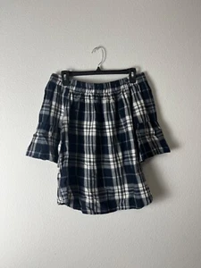 Girl Krazy, blue Plaid Off The Shoulder Blouse , L - Picture 1 of 6