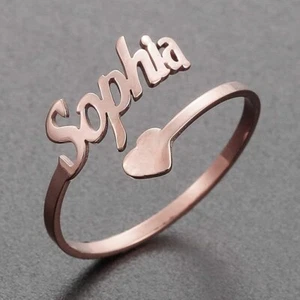Personalized Name Ring for Women, Stainless Steel Name Ring with Love Heart, Per - Picture 1 of 32