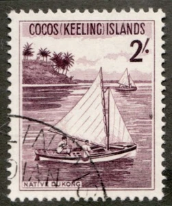 1963 Cocos (Keeling) Islands Sc #5 - 2 Shilling - Sail Boat stamp - Used VF - Picture 1 of 1