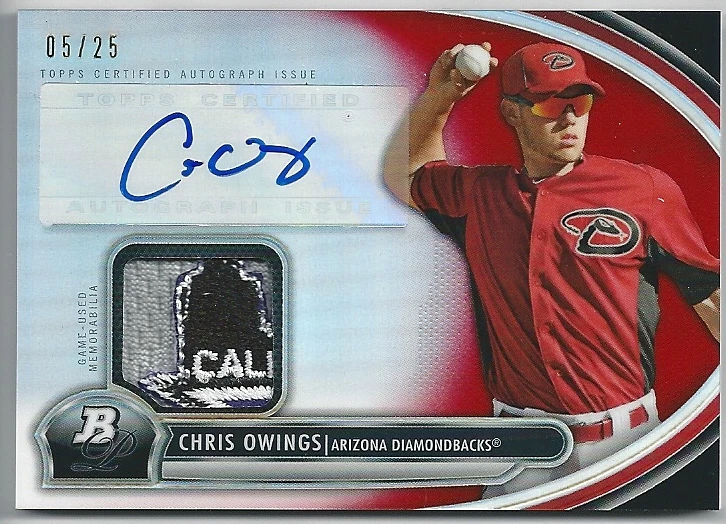 Bowman Platinum Chris Owings 2013 parche de novato reliquia refractor automático rojo #05/25 Foto 1 de 1