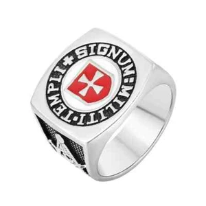 Joyería Personalidad Escudo Cruz Francmasón Hombres Anillos Acero Inoxidable Talla 7-15 - Imagen 1 de 11