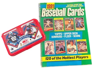 LEERE Donruss 1997 Trading Card Tin + 1991 Baseball Karten Value Guide Spiral Bk - Bild 1 von 10