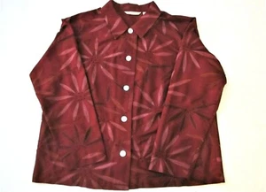 French Laundry Jacket 100% Silk Cranberry Red w/ Embroidered Flowers & Beads -XL - Picture 1 of 10