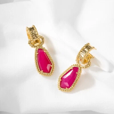 Pendientes colgantes de ágata roja Alicia Bonnie oro vintage audaz joyería texturizada Foto 1 de 4