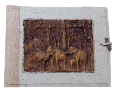 Vintage Novica Thai 3D Elephants handmade Photo Album by Yooprai Kaewtui - NEW! - Image 1 of 4