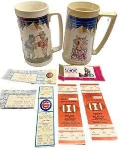 Busch Crosstown Classic Beer Mug 1985 1986 Cubs Sox Wrigley Comiskey Park Ticket - Picture 1 of 8