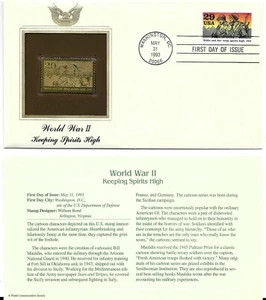 World War II-Keeping Spirits High-1st day issue-Golden Replica - Picture 1 of 1