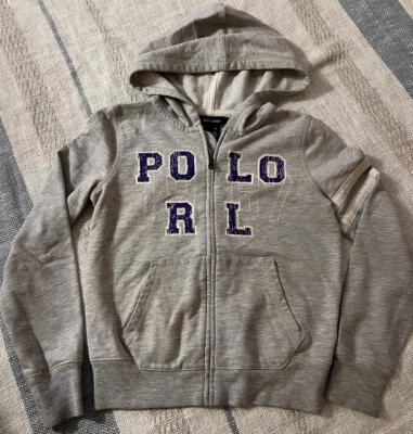 Ralph Lauren Niños Capucha Gris Cremallera Suéter Talla 8/10 A1 Foto 1 de 2