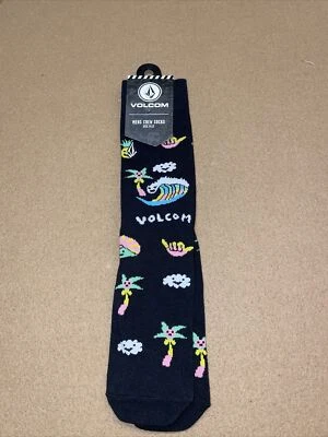 VOLCOM Skate Streetwear Mens true crew socks "Summer Waves Black" New with tags  - Image 1 of 4