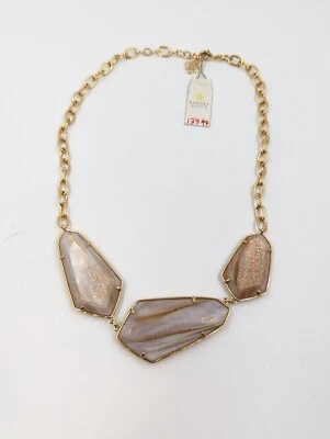Kendra Scott 紫色声明镀金珍珠母链项链 NWT U318 — 第 1/4 张图片