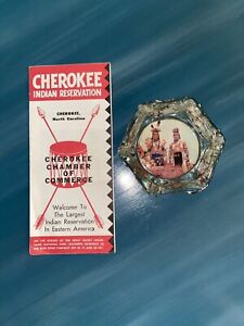 Vintage Cherokee Indian Native American Reservation Glass Souvenir Ashtray