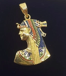 DISEÑO ÚNICO REINA CLEOPATRA ORO AMARILLO 18K EGIPCIO HECHO A MANO 7,2 GR - Imagen 1 de 12