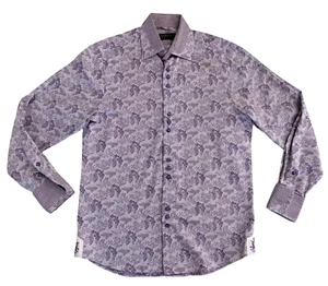 Coogi Luxe Button Up Shirt Mens Shirt Size Med 15.5/16 Purple Pattern Flipcuff - Picture 1 of 17