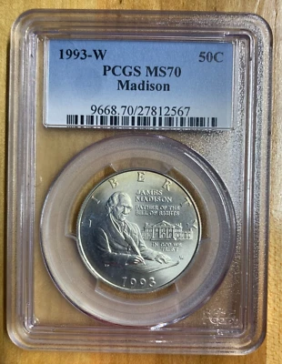 1993-W Madison Commemorative Half Dollar PCGS MS70 - Image 1 of 2