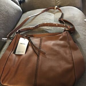Realer Large Designer Ladies Hobo bag Bucket Purse Faux Leather Brown 