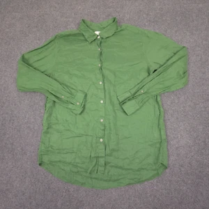 Uniqlo Shirt mens LARGE green summer Long Sleeve Button Up linen Size L - Picture 1 of 9