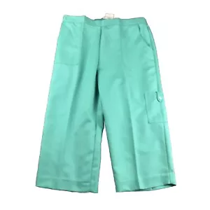 Alfred Dunner Pants Womens 12P Green Cargo Elastic Waist Pull On Capris NWT - Picture 1 of 13