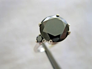 3.37ct REAL 3-DIAMONDS BLACK DIAMOND RING,CERTIFICATE,FREE DIAMOND TESTER,SIZE 6 - Picture 1 of 11