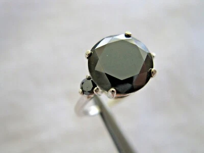 3.37ct REAL 3-DIAMONDS BLACK DIAMOND RING,CERTIFICATE,FREE DIAMOND TESTER,SIZE 6 - Image 1 of 4