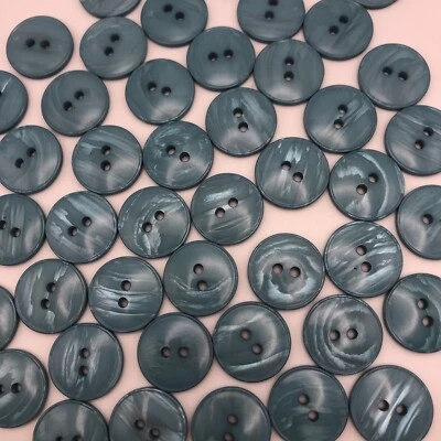 Vtg Turquoise Mottled Slightly Rounded Round 2-Hole Buttons 19mm Lot of 6 D814 - Image 1 of 4