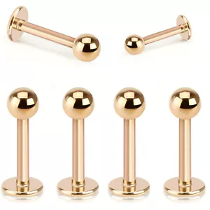 4 piezas Piercing de perno Monroe hélice de acero quirúrgico oro rosa IP 16 g 1/4" - Imagen 1 de 2