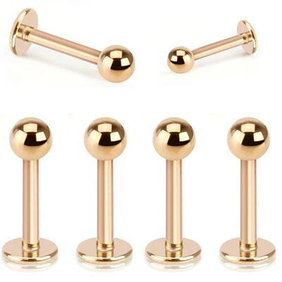 Piercing Monroe Labret Labio Hélice Acero Quirúrgico IP Oro Rosa 4 Piezas 16g 1/4" Foto 1 de 2