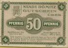 3817: Notgeld Gutschein 50 Pfennig Stadt D&#246;mitz 1920