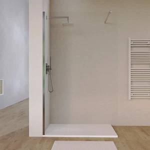 PARETE DOCCIA WALK-IN MOD. KEROS 80CM H200 VETRO 8MM TRASPARENTE CROMO - Foto 1 di 9