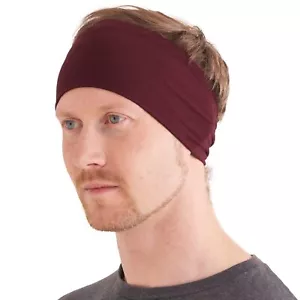 Women’s Headband Wrap Bandana Stretch Elastic Yoga Workout Hairband Maroon - Picture 1 of 8