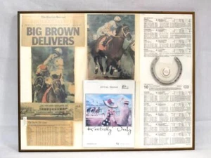 Kentucky Derby Churchill Downs Collage Big Brown Racehorse Winner w/ Horseshoe + - Picture 1 of 12