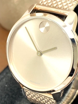 Женские кварцевые часы Movado 3600596 смелый розовый золотой сетчатый стальной ремешок 35 мм - Изображение 1 из 4