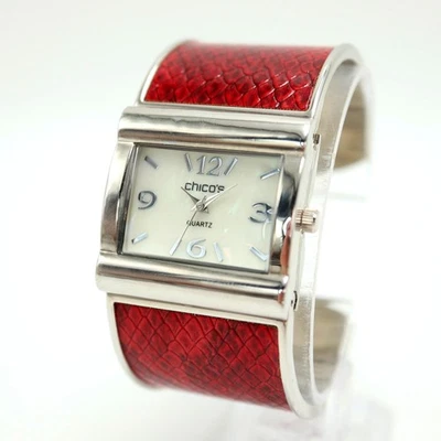 Reloj Chico's Mujer MOP Rectángulo Rojo Texturizado Puño Esfera 34mm con Batería Nueva Foto 1 de 4