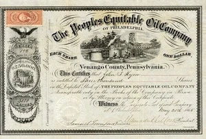 1865 Peoples Equitable Oil Co Stock Certificate - Picture 1 of 1