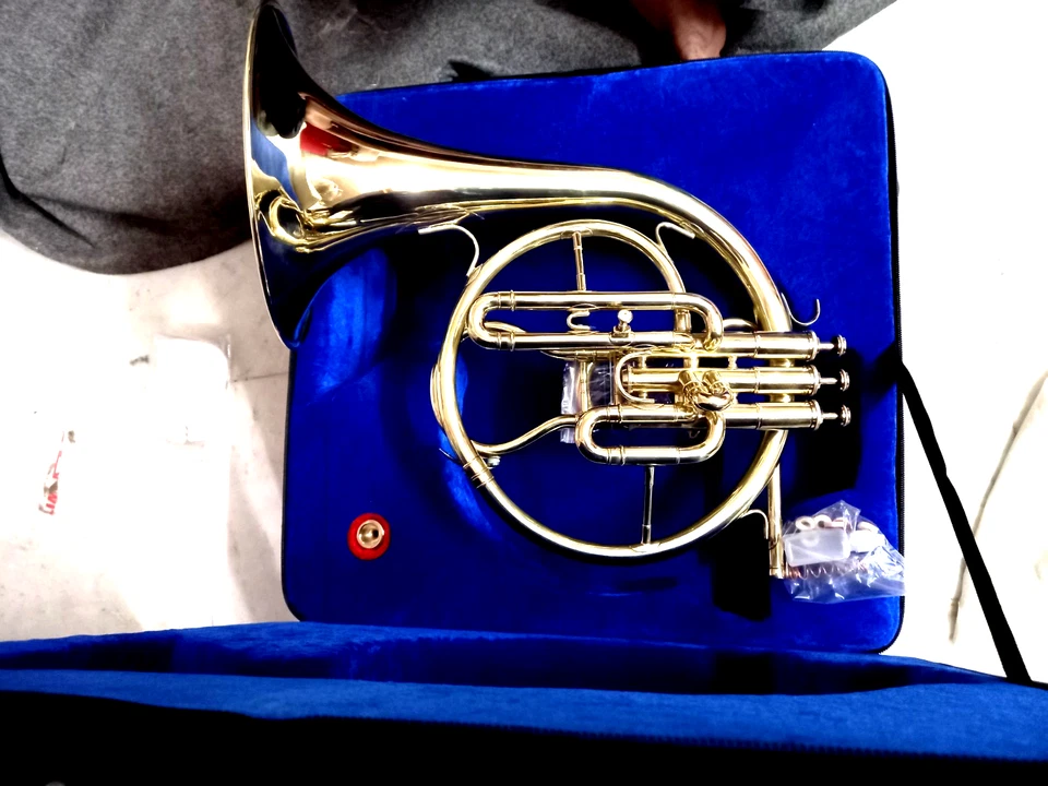 FRENCH HORN IN BB PITCH GOLDEN POLISH + EXTRA SLIDE ( F PITCH )+ CASE +FREE SHIP - image 1 of 4