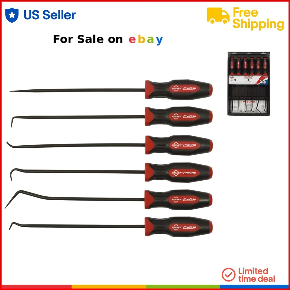 Long Pick Set 6-Piece Black Oxide Hand Tools for Precision Work - Image 1 of 3