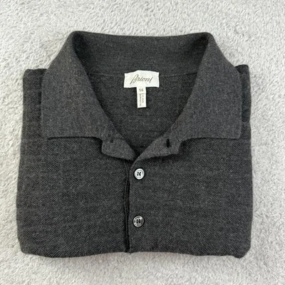 Polo Brioni Para Hombres XL 56 Gris Cachemira Seda Diamante Jacquard Silencioso Lujo Italia Foto 1 de 4