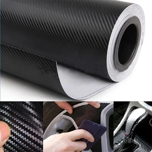 Autocollant sticker feuille film vinyle fibre de carbone 3D voiture noir Royaume - Picture 1 of 12